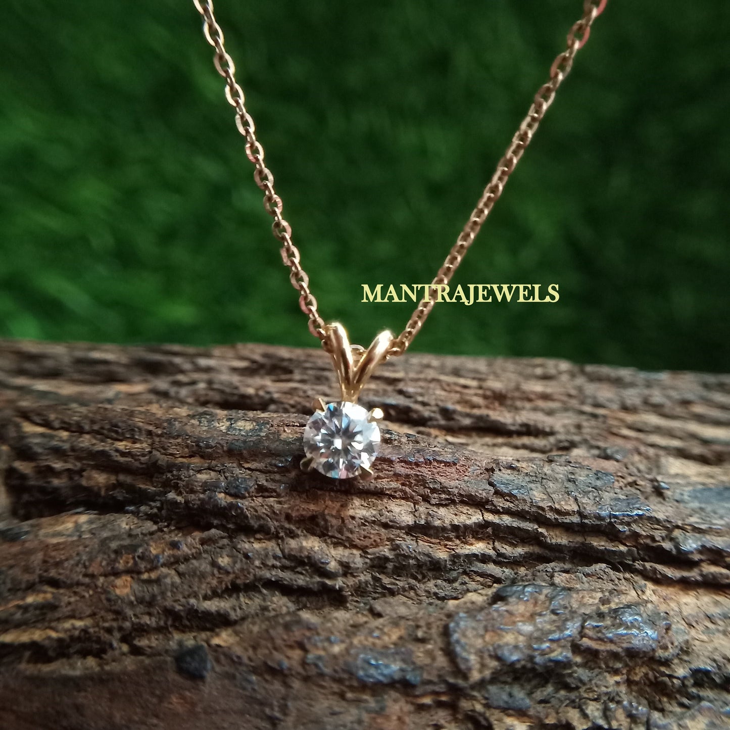 Brilliant Round Cut Moissanite Pendant, Everyday Solitaire Moissanite Women's Pendant, Bunny Ear Bale Pendant, Charm Wedding Pendant.