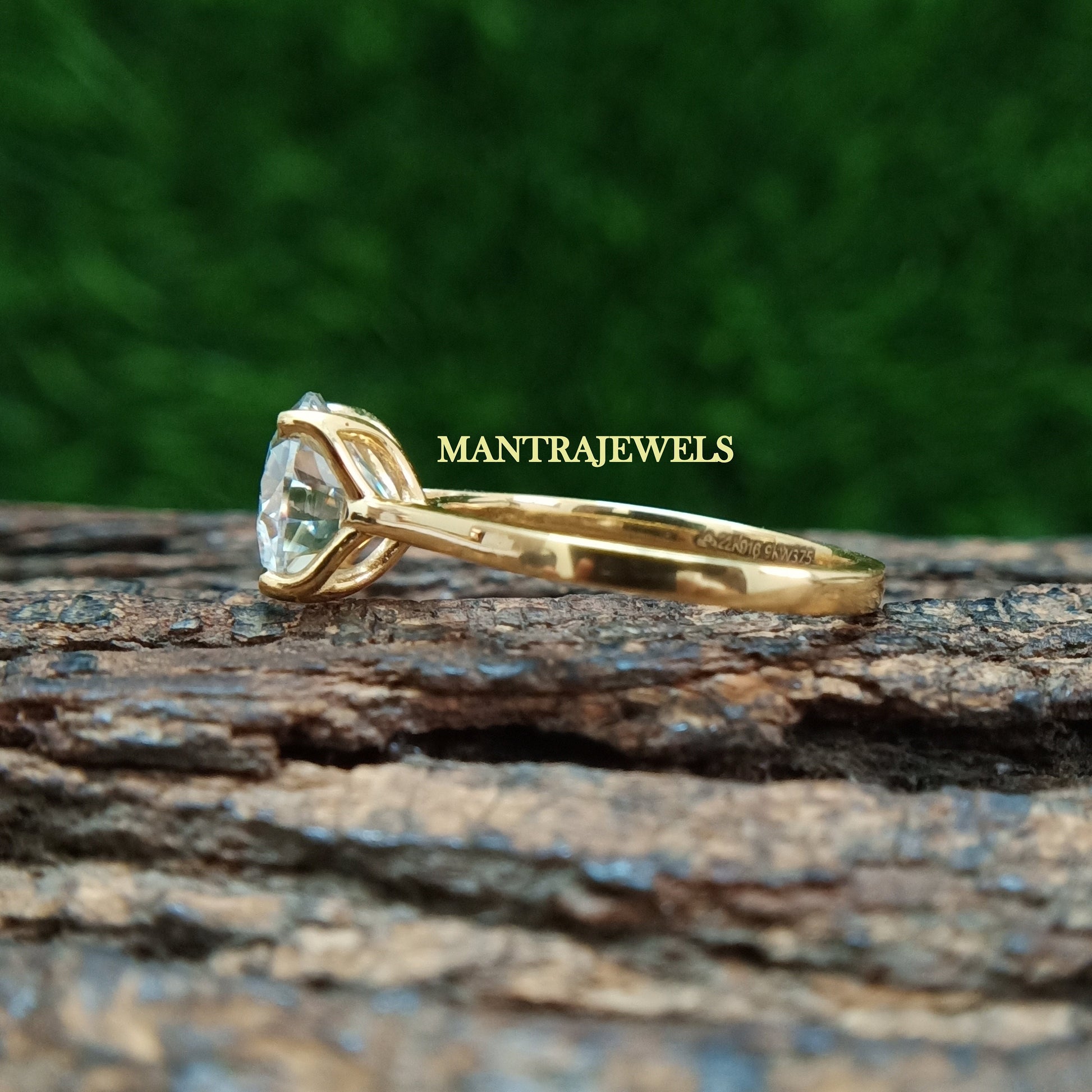 Round Cut Moissanite Ring, Tulip Setting Designer Ring, Solid 18KT Yellow Gold Diamond Ring, Daily Wear Women's Moissanite Ring.