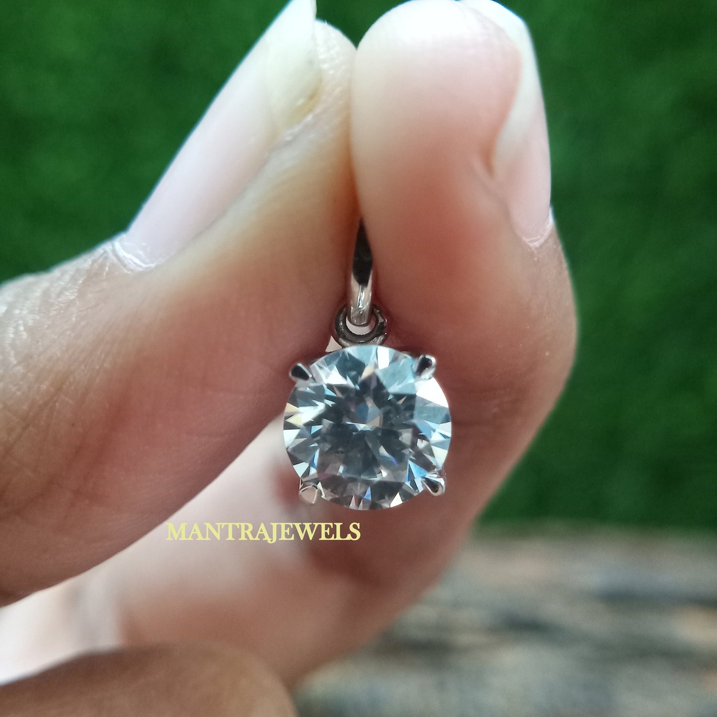 Round Brilliant Cut Colorless Moissanite Pendant, Tulip Set Custom Moissanite Wedding Gift Pendant, Solid White Gold Pendant.