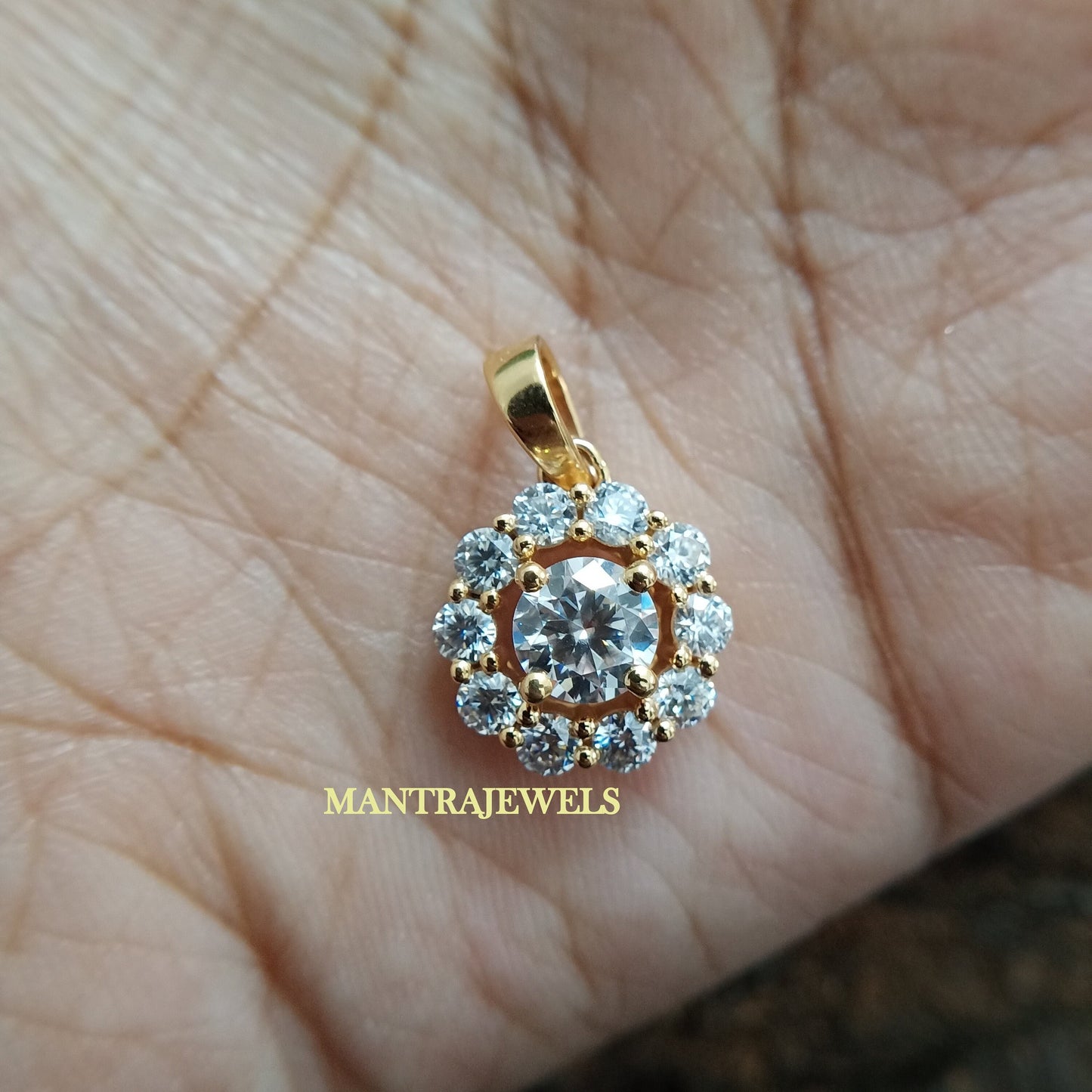 Vintage Floral Style Moissanite Halo Pendant/ Round Cut Handmade Moissanite Pendant/ Daily Wear Necklace For Women's/ Anniversary Gift.