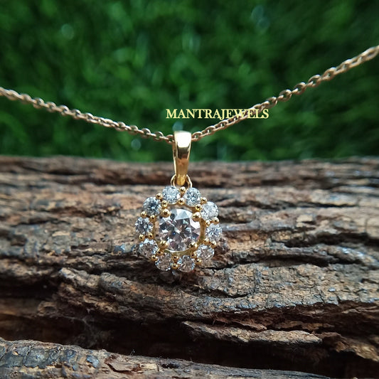 Vintage Floral Style Moissanite Halo Pendant/ Round Cut Handmade Moissanite Pendant/ Daily Wear Necklace For Women's/ Anniversary Gift.