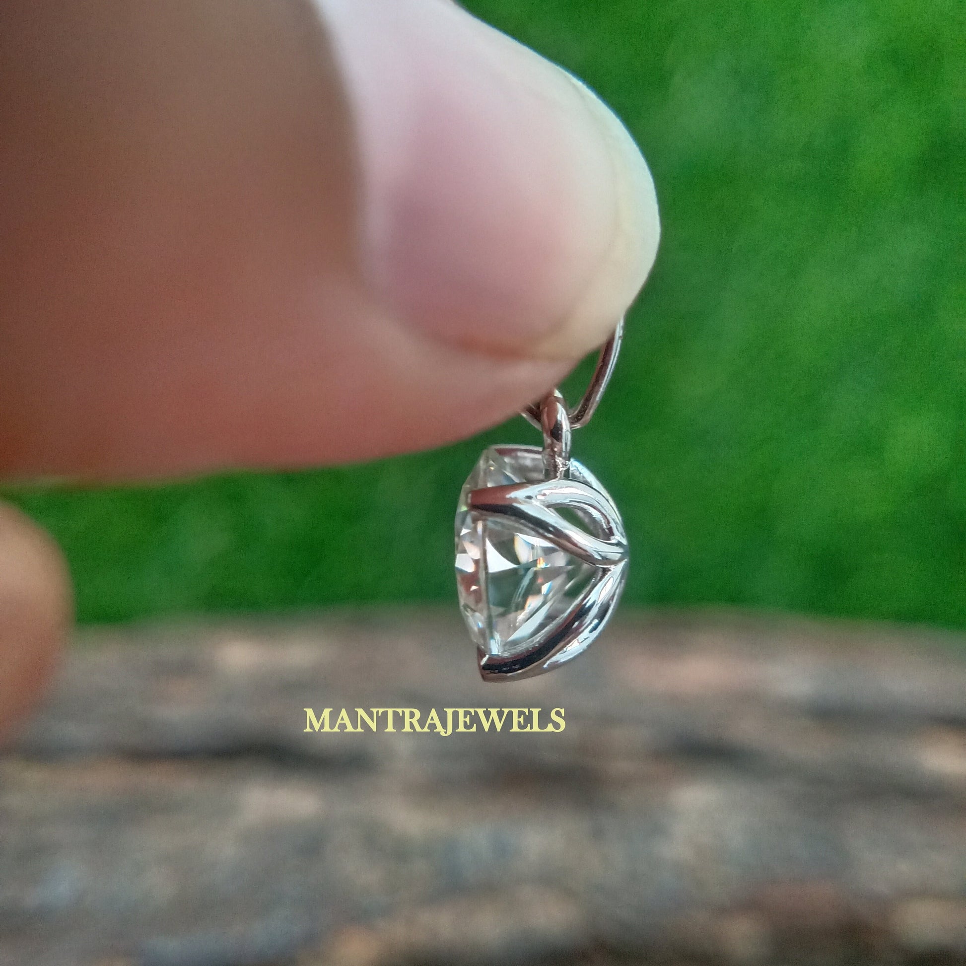 Round Brilliant Cut Colorless Moissanite Pendant, Tulip Set Custom Moissanite Wedding Gift Pendant, Solid White Gold Pendant.