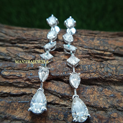 All Types Of Moissanite Diamond Earrings, Beautiful Designer Screw Back Earrings, Solid White Gold Party Wear Moissanite Earrings.