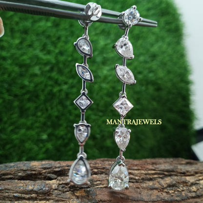 All Types Of Moissanite Diamond Earrings, Beautiful Designer Screw Back Earrings, Solid White Gold Party Wear Moissanite Earrings.