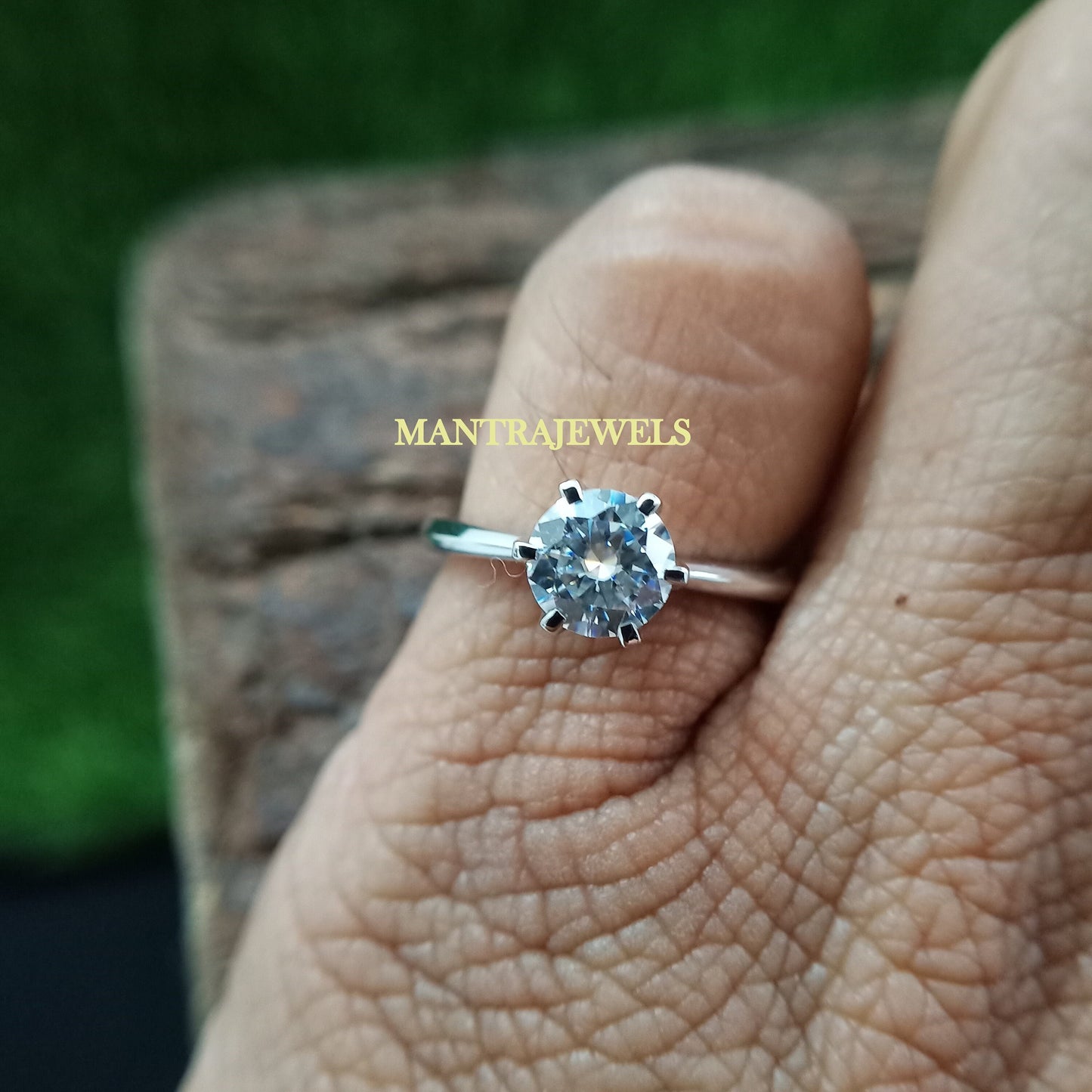 Round Cut Moissanite Ring, Dainty Solitaire Wedding Ring, 925 Sterling Silver Ring gift for her, Classic Six Prongs Ring, Daily Wear Ring.