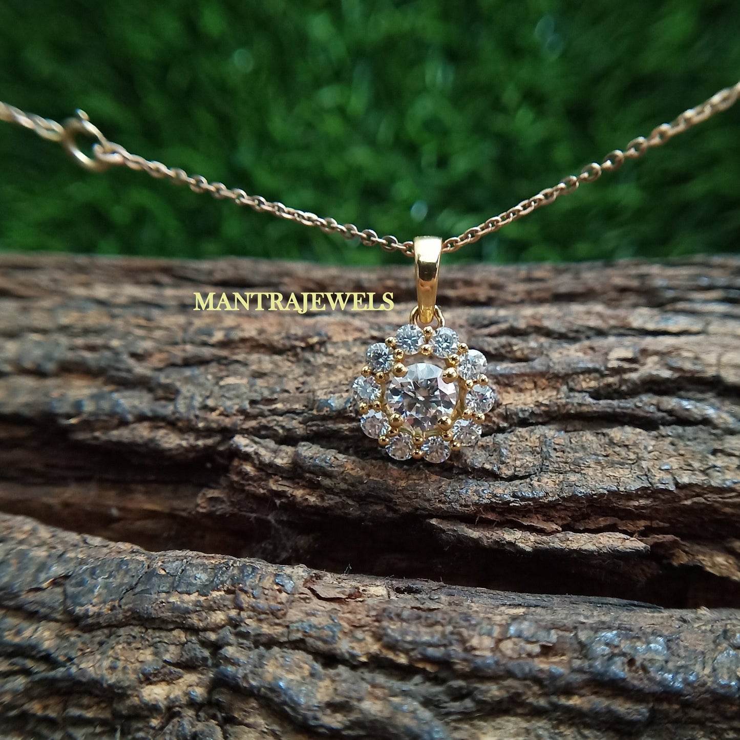 Vintage Floral Style Moissanite Halo Pendant/ Round Cut Handmade Moissanite Pendant/ Daily Wear Necklace For Women's/ Anniversary Gift.