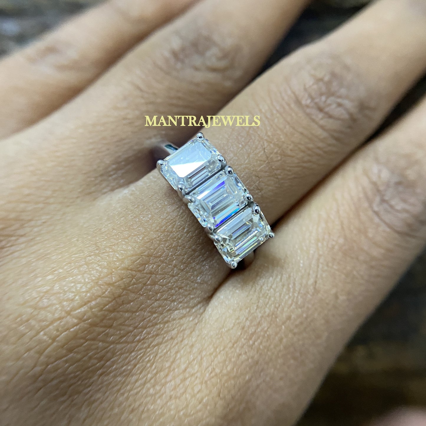 Similar Moissanite Diamond Size Ring, Emerald Cut Handmade Ring For Her, Solid Gold Engagement Ring, Designer Anniversary Gift Ring.