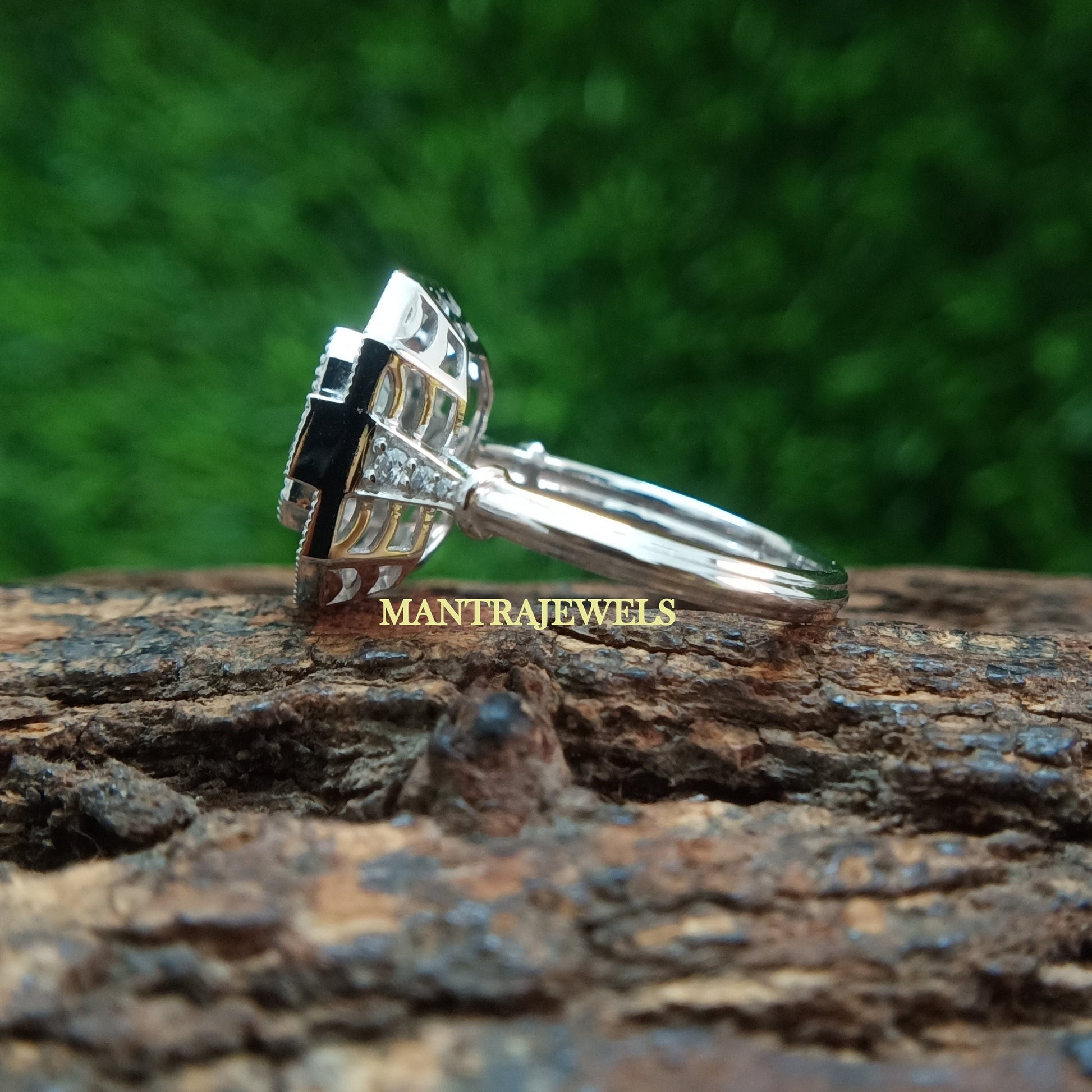 Art Deco Halo Simulated Diamond Ring, Emerald Cut Colorless Moissanite Ring, Vintage Style Customized Ring, Anniversary Ring.