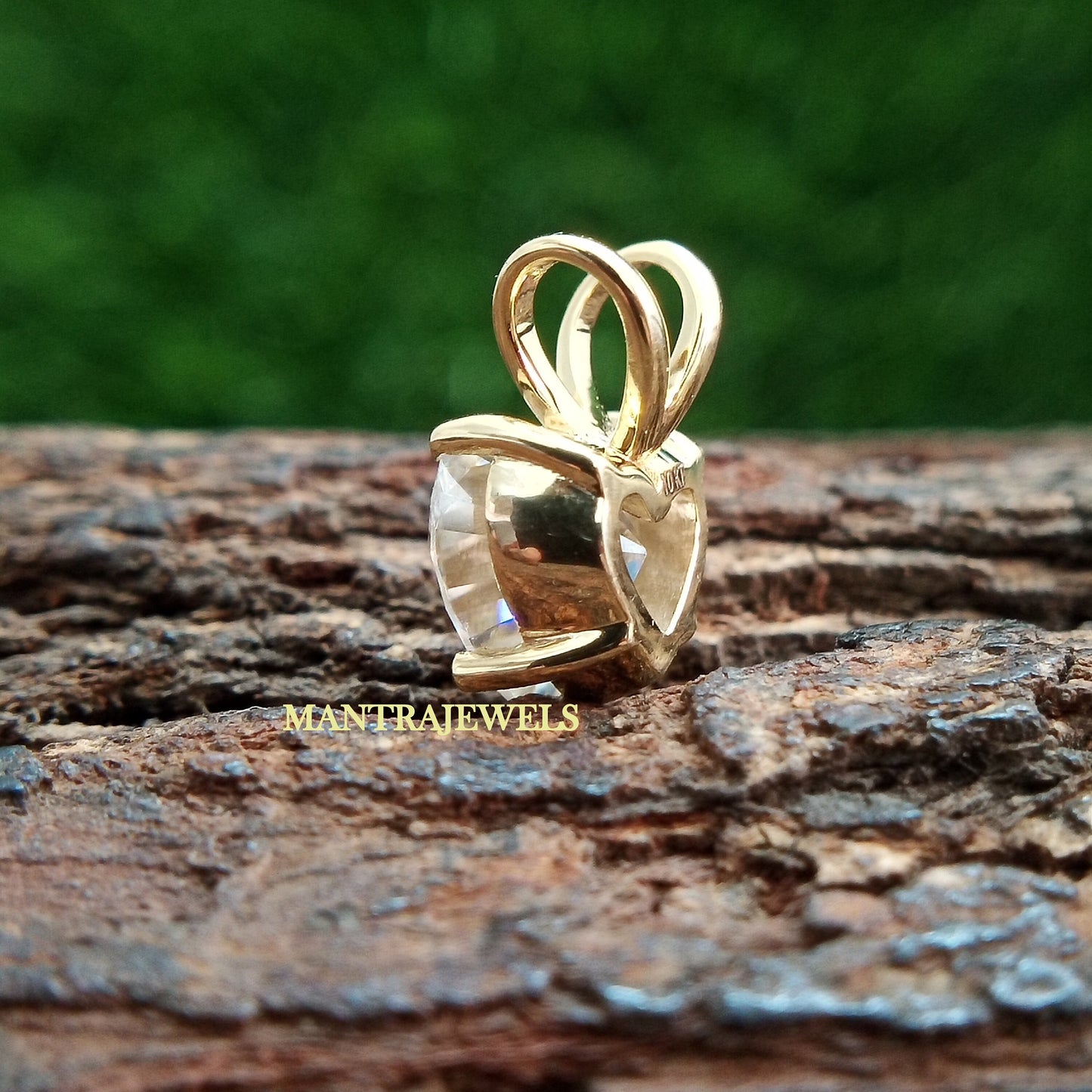 Solitaire Wedding Pendant, Heart Cut Vintage Pendant, Solid 10K/ 14K/18K Yellow Gold Pendant, Charm Anniversary Pendant For Bridal.