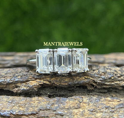 Similar Moissanite Diamond Size Ring, Emerald Cut Handmade Ring For Her, Solid Gold Engagement Ring, Designer Anniversary Gift Ring.