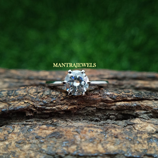 Round Cut Moissanite Ring, Dainty Solitaire Wedding Ring, 925 Sterling Silver Ring gift for her, Classic Six Prongs Ring, Daily Wear Ring.