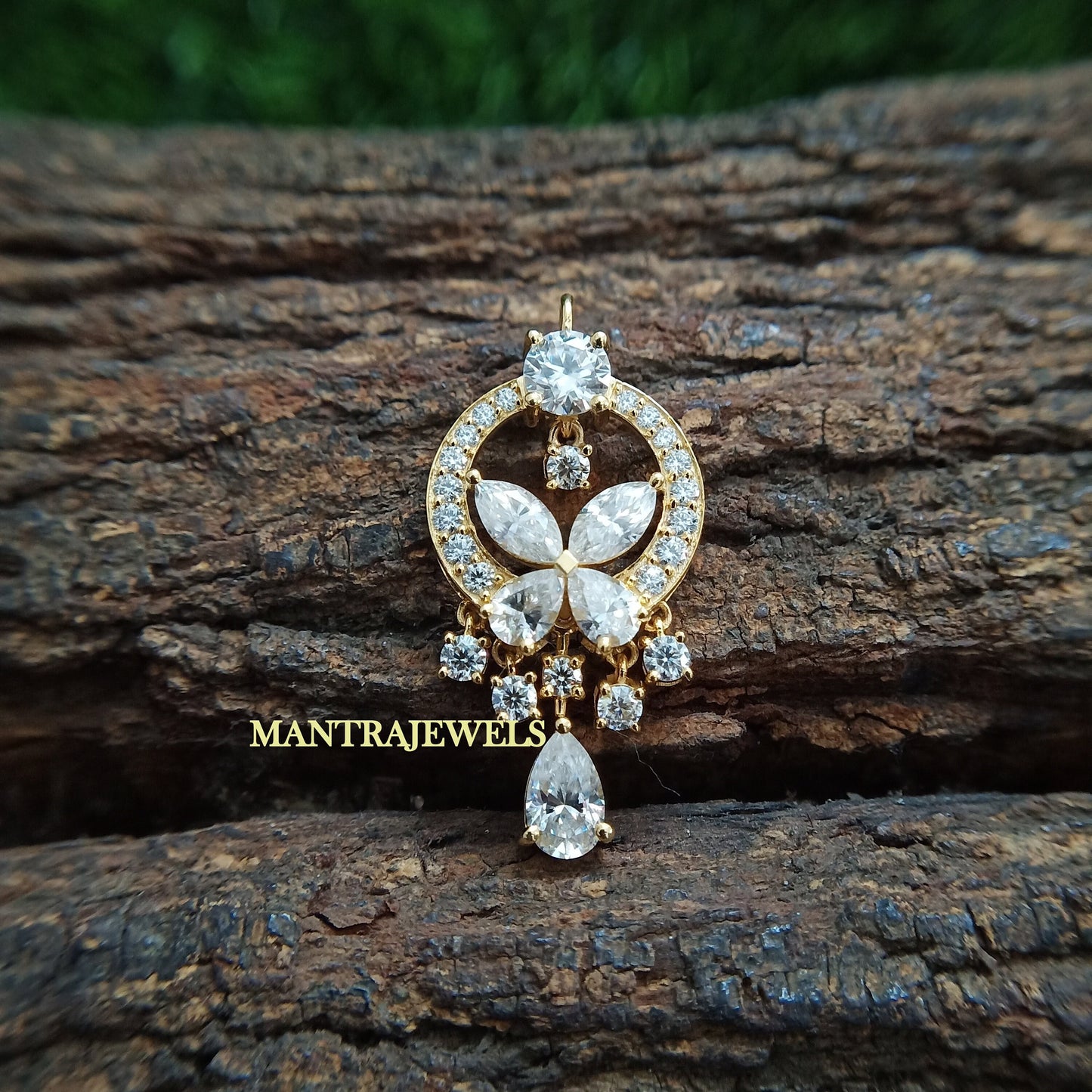 Vintage Round, Pear & Marquise Moissanite Pendant, Alternating Mixed Cut Diamond Handmade Pendant, Anniversary/Birthday Gift For Women