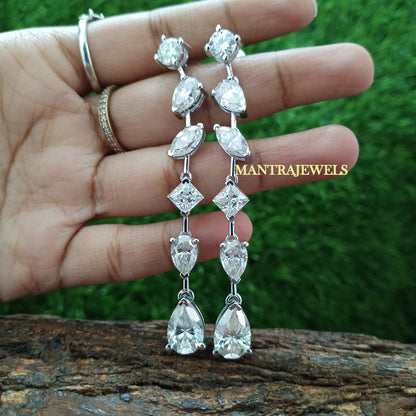 All Types Of Moissanite Diamond Earrings, Beautiful Designer Screw Back Earrings, Solid White Gold Party Wear Moissanite Earrings.