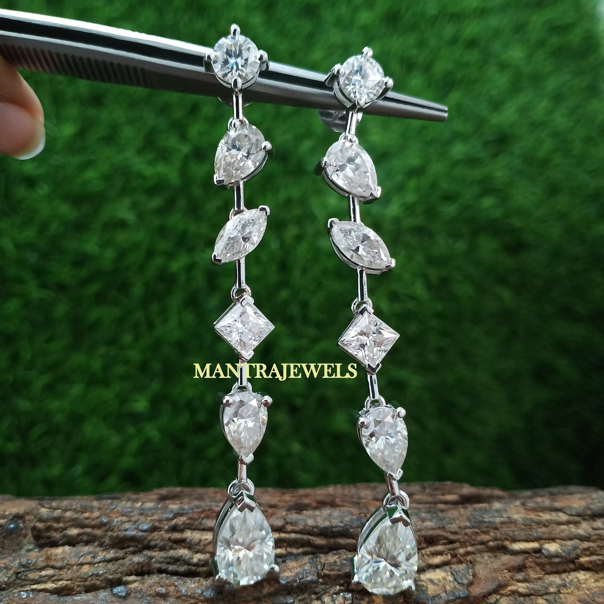 All Types Of Moissanite Diamond Earrings, Beautiful Designer Screw Back Earrings, Solid White Gold Party Wear Moissanite Earrings.