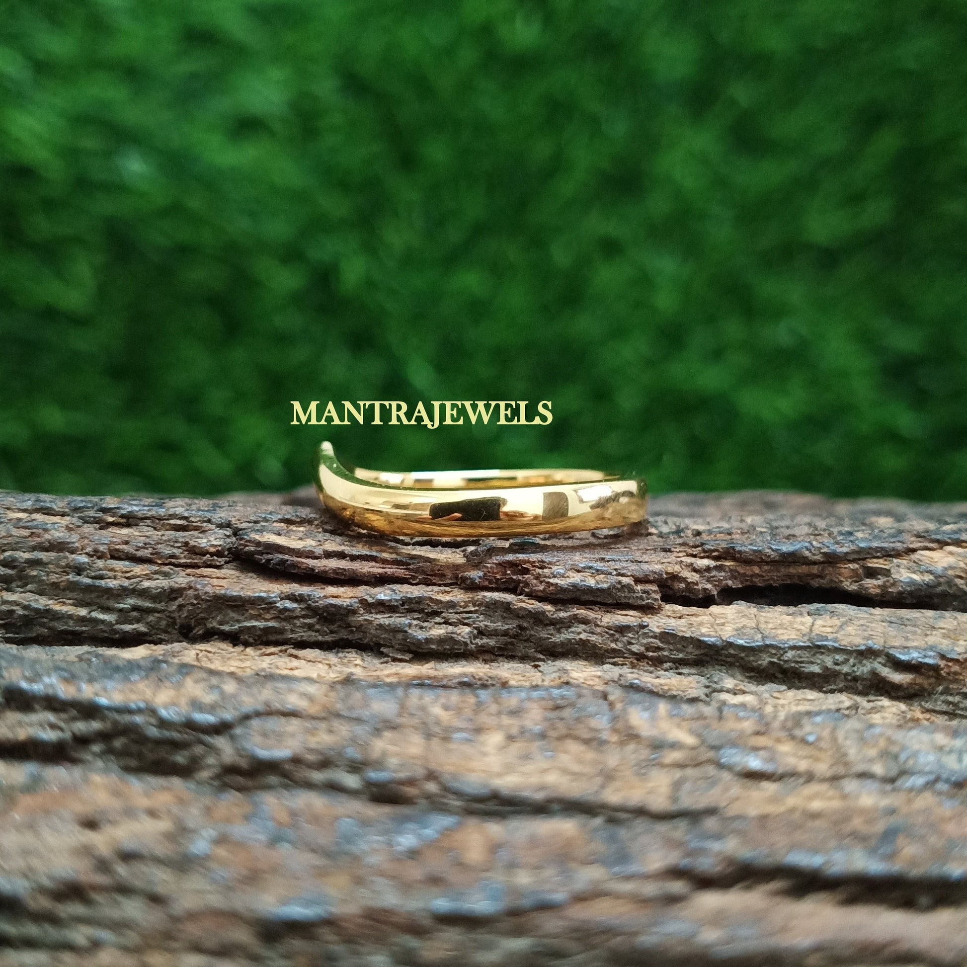 Plain Gold Matching Wedding Band, With Curved Matching 10K/14K/18K Yellow Gold Band, Daily Wear Engagement Band, Solitaire Band for Women.