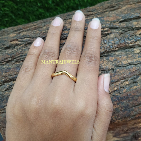 Plain Gold Matching Wedding Band, With Curved Matching 10K/14K/18K Yellow Gold Band, Daily Wear Engagement Band, Solitaire Band for Women.