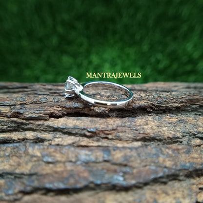 Round Cut Moissanite Ring, Dainty Solitaire Wedding Ring, 925 Sterling Silver Ring gift for her, Classic Six Prongs Ring, Daily Wear Ring.