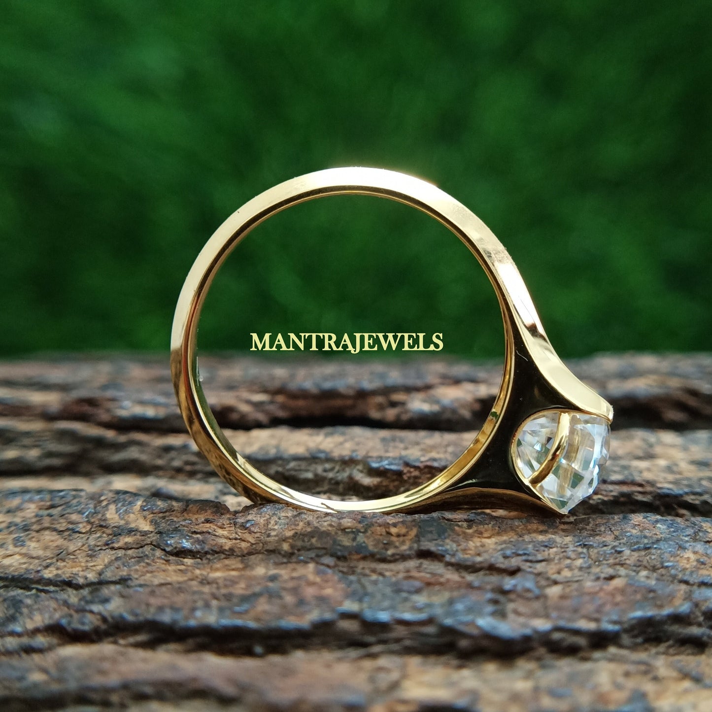 Moissanite Diamond Ring for Women - Oval Cut 2.00 Ct Moissanite Gemstone Ring - 14K Yellow Gold Engagement Ring for Her - Handmade Jewellery