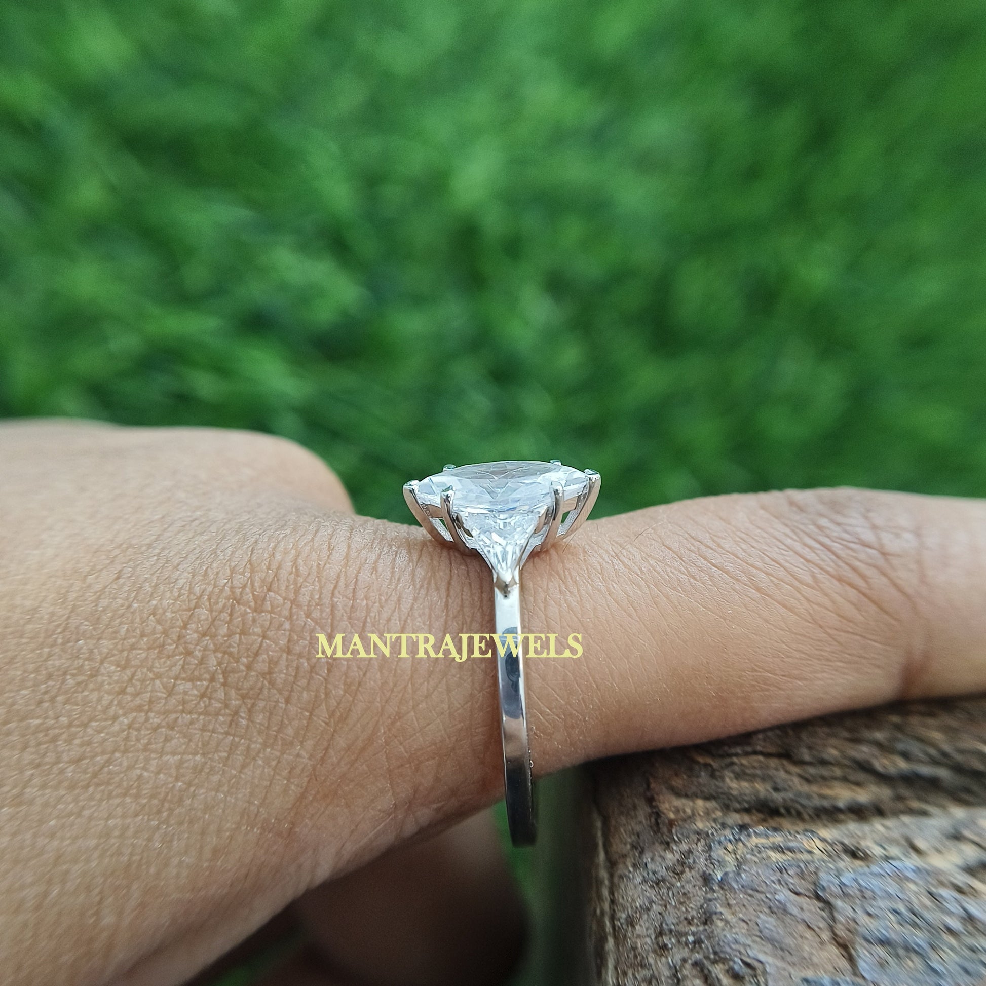 Three Stone Moissanite Engagement Ring, Colorless Marquise Cut Moissanite Gift Ring For Wife, Minimalist Prong Setting Dainty Ring.