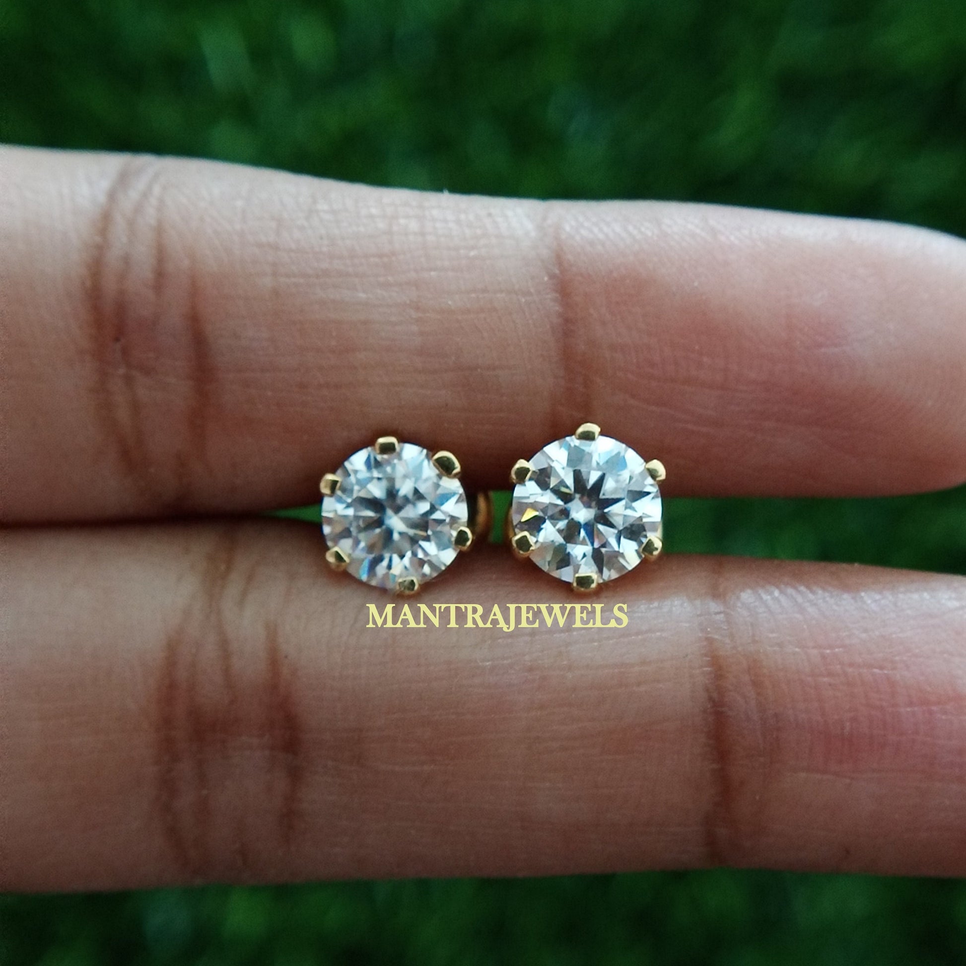 Colorless Round Cut Diamond Moissanite Earrings, Moissanite Everyday Studs For Women's, Anniversary Earrings Gift For Her.