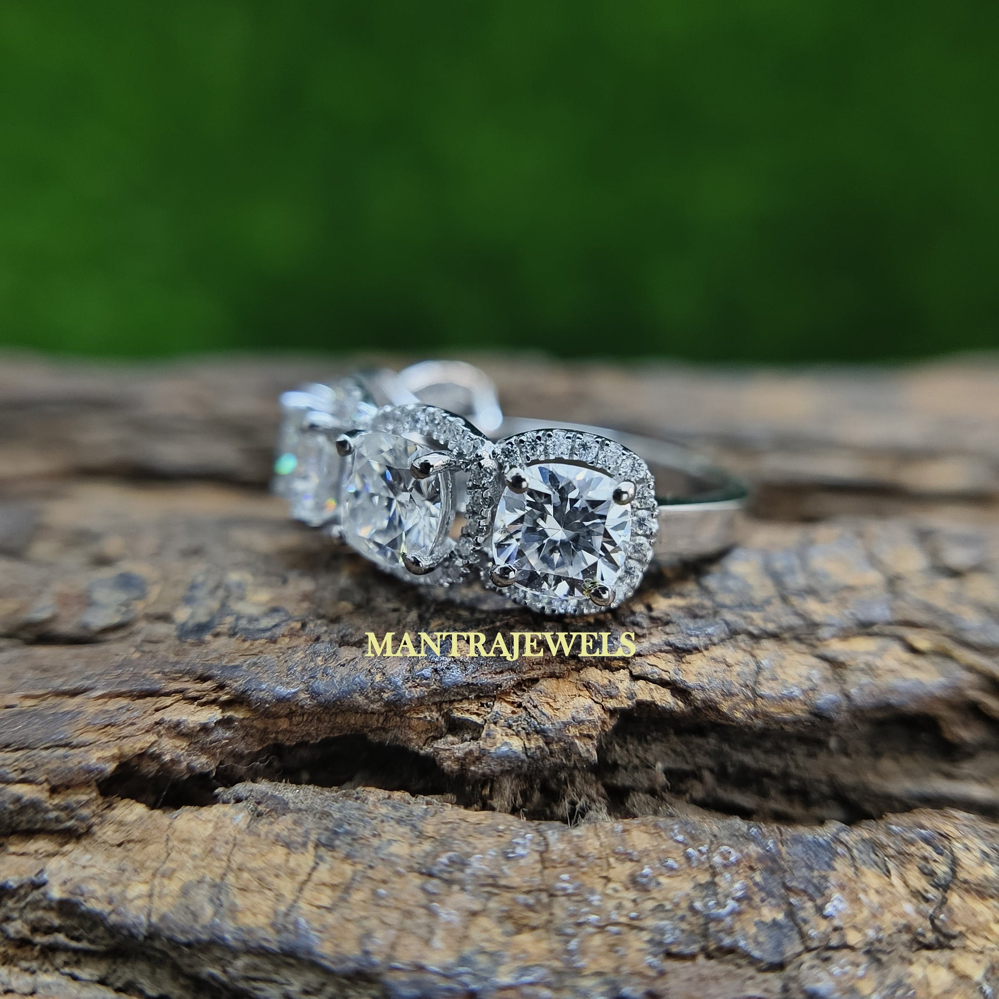 Five Stone Cushion Cut Moissanite Ring, Cluster Halo Anniversary Promise Ring, 10K, 14K And 18K Solid White Gold Diamond Ring.