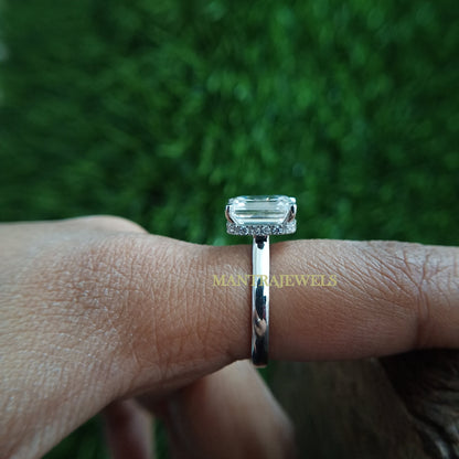 Emerald Cut Moissanite Ring 3 Ct for Women - 14K Gold Handmade Jewelry for Engagement Ring & Wedding Anniversary Gift for Her