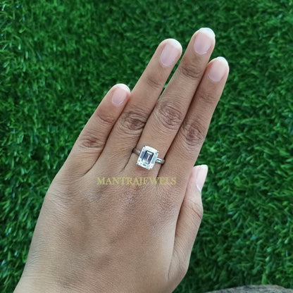 Emerald Cut Moissanite Ring 3 Ct for Women - 14K Gold Handmade Jewelry for Engagement Ring & Wedding Anniversary Gift for Her