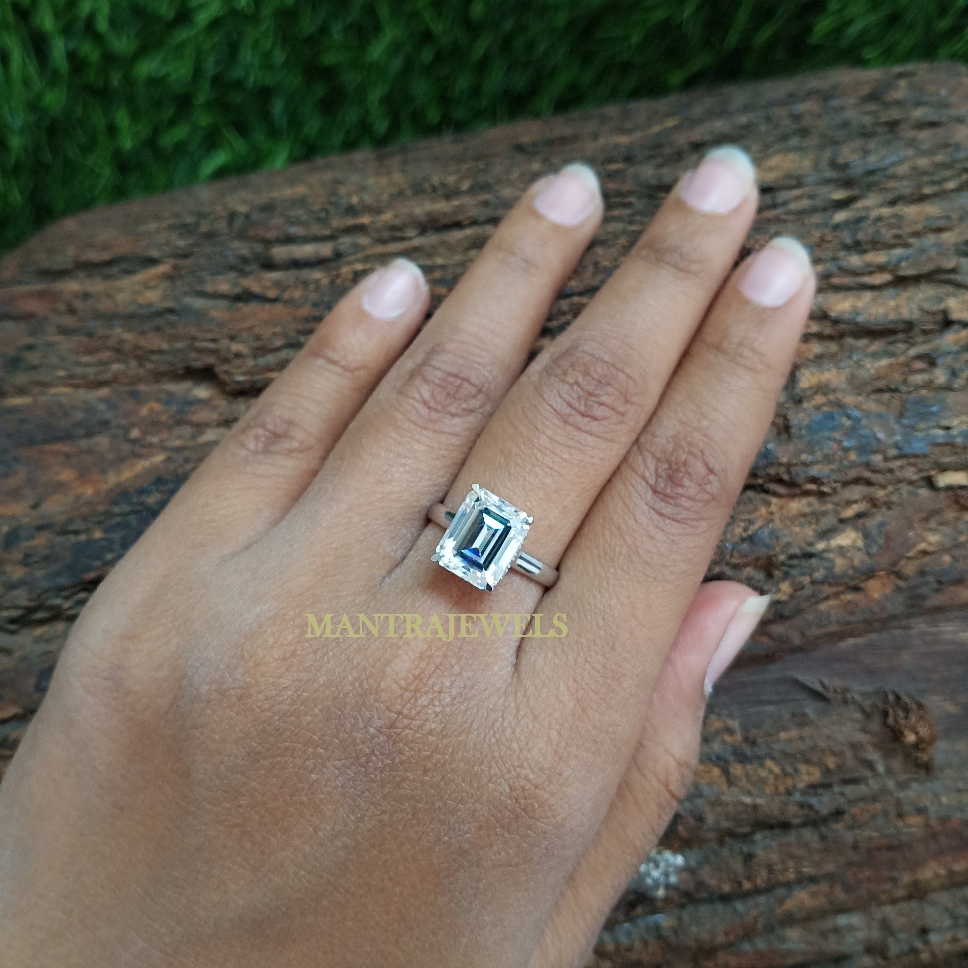 Emerald Cut Moissanite Ring 3 Ct for Women - 14K Gold Handmade Jewelry for Engagement Ring & Wedding Anniversary Gift for Her