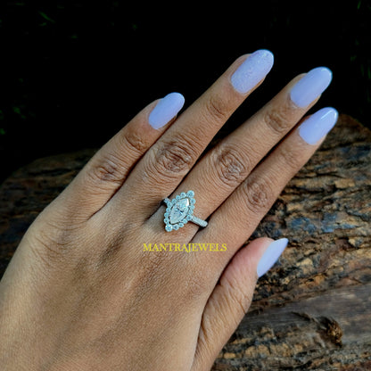 Marquise Cut Moissanite Ring Solid 14K Gold and Silver Diamond Engagement Ring Handmade & 925 Sterling Silver Ring Gift for her