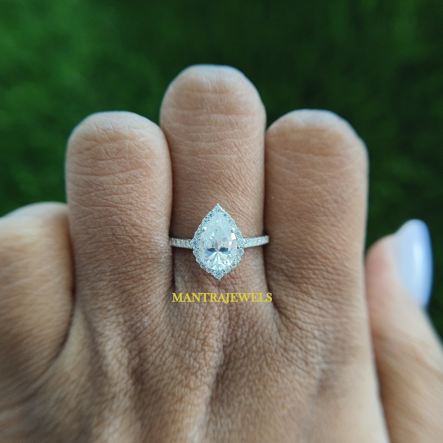 Pear Cut 1.25Ct TW Moissanite Ring 14k White Gold Engagement Ring Jewelry Promise Ring Gemstone Wedding Ring Gift