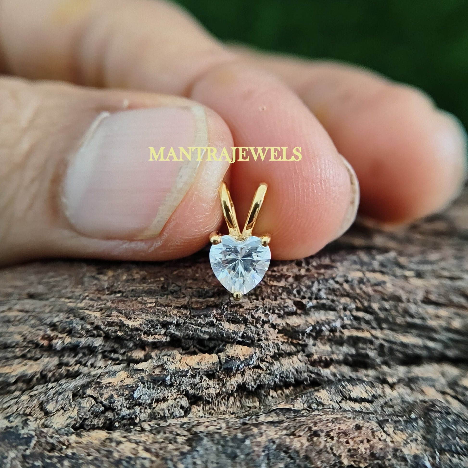 Small Heart Moissanite Pendant, Brilliant 0.55 Carat Heart Cut Moissanite Pendant, Diamond Pendant Necklace Yellow Gold