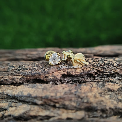 1.00 CT Moissanite Solitaire Stud 925 Sterling Silver Solid Gold Earnings White\Rose\Yellow Screw Back