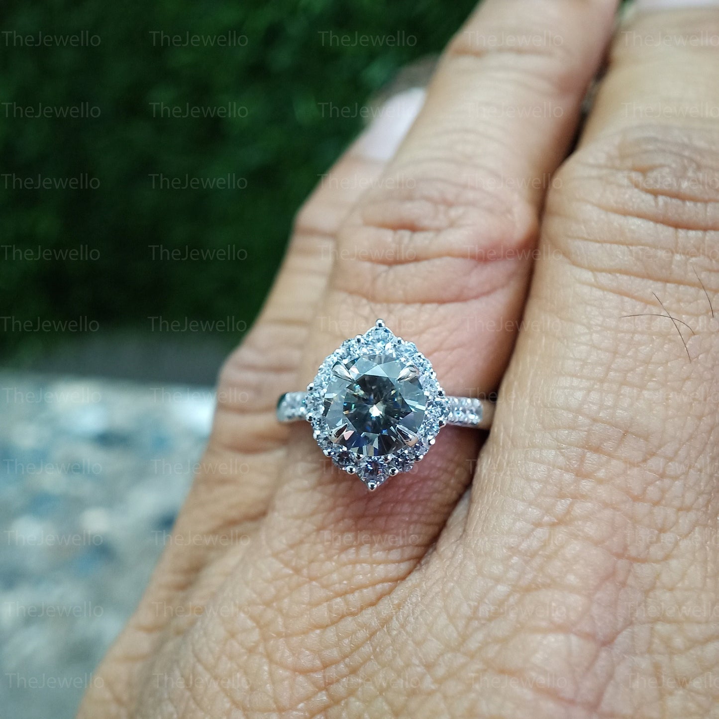 Vintage Grey Moissanite Engagement Ring art deco White gold ring | Unique Diamond wedding ring | Bridal ring | Promise Anniversary ring