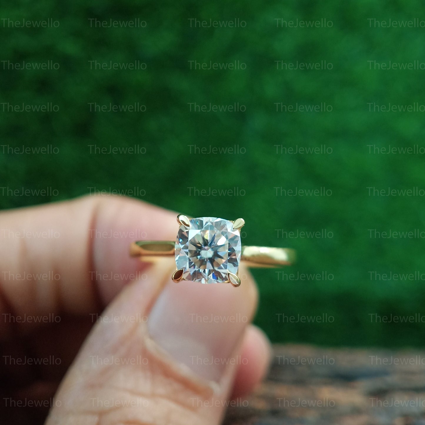 1.80Ct Cushion Cut Moissanite Ring, Solitaire Moissanite Engagement Ring, Solid 14k/18k Yellow Gold Wedding Moissanite Ring