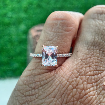 Radiant Cut Moissanite Engagement Ring- Wedding Bridal Ring- Gorgeous Solitaire Ring- Handmade Engagement Ring