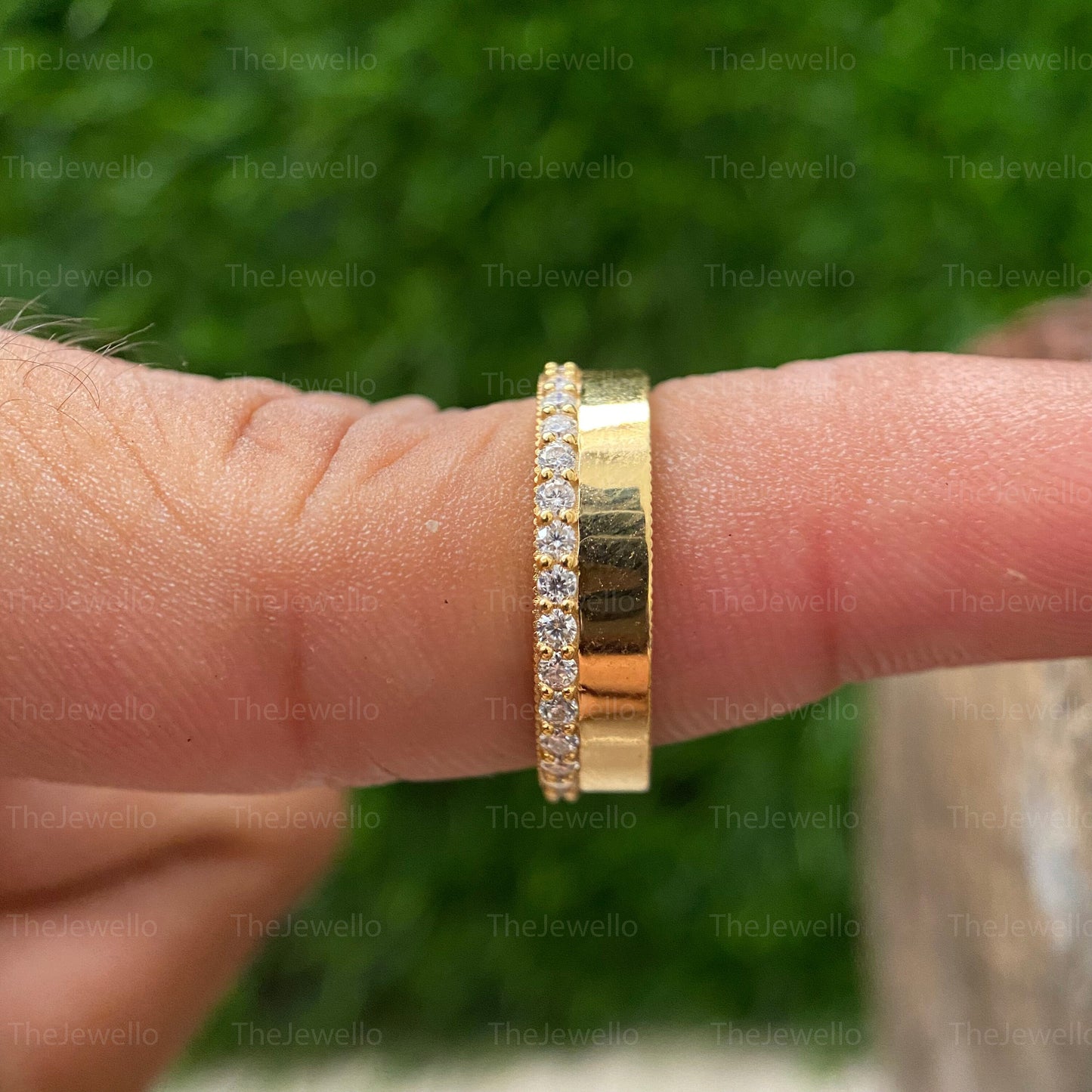 Round Cut Moissanite Eternity Band Ring 0.65 Ct. - 14K Yellow Gold Engagement Ring for Men - Men's Gold Ring - Wedding Ring for Him