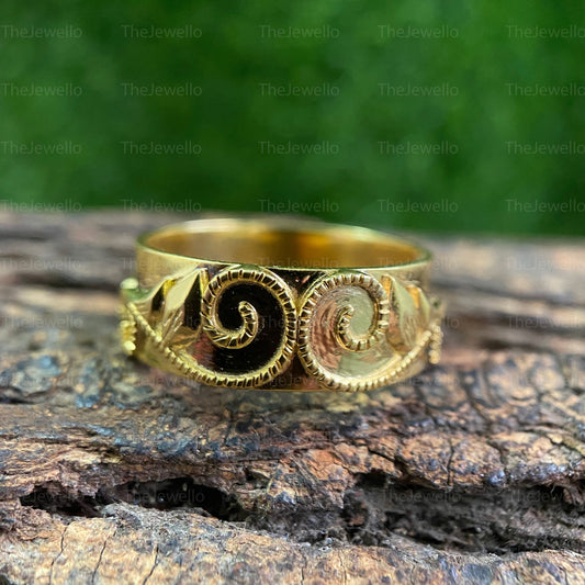 Hawaiian Jewelry Ring, Whale Tail Motif Mens Band Ring, Solid Gold Men's Wedding Band, Comfort Fit Ring For Him