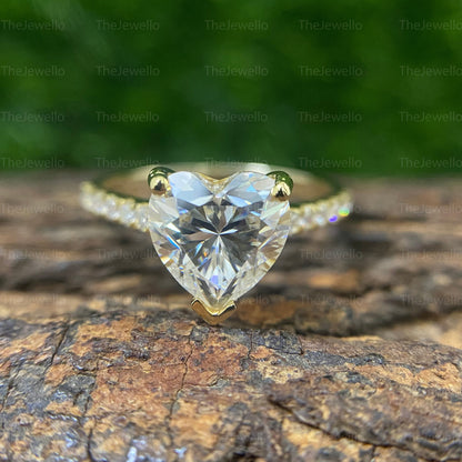 Vintage 2.33 TCW Heart Cut Moissanite Engagement Ring, Heart Wedding Ring, Colorless Moissanite Ring, Anniversary Gift Ring