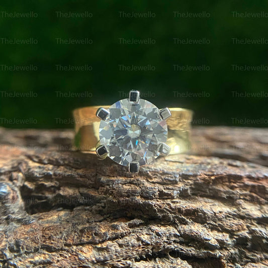 3CT Round Moissanite Engagement Ring for Him, Men's Wedding Ring, Anniversary Gift for Him, Statement Ring, Unique Father's Day Gift