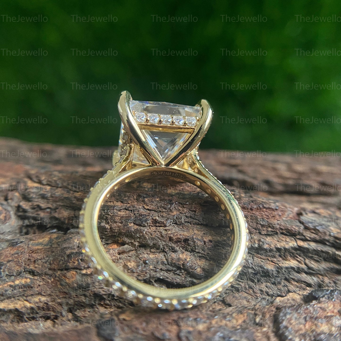 Princess Cut Engagement Ring, 14K Yellow Gold Promise Ring For Her, Handcrafted Moissanite Ring For Women, Square Shaped Moissanite Ring