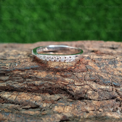 Moissanite Half Eternity Ring for Women - Round Cut Moissanite Engagement Band Ring - Wedding Gift For Her