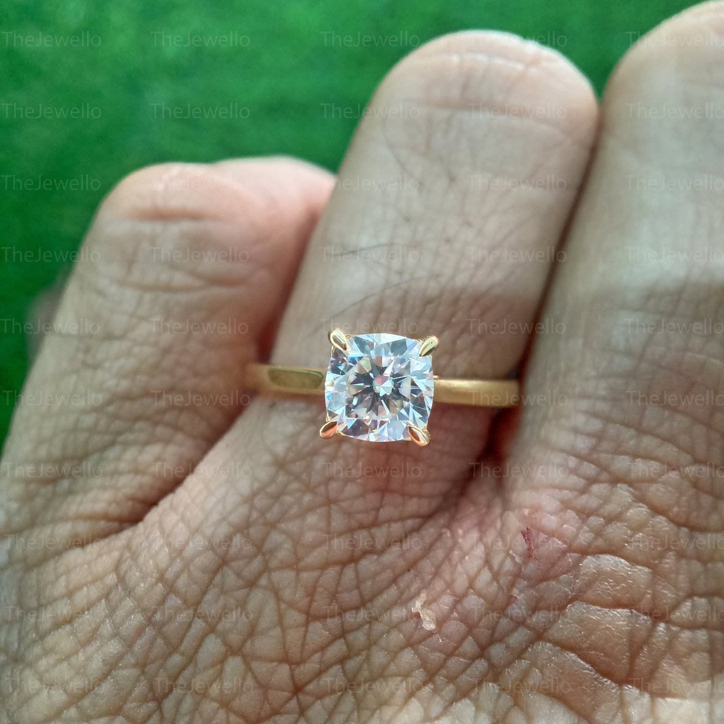 1.80Ct Cushion Cut Moissanite Ring, Solitaire Moissanite Engagement Ring, Solid 14k/18k Yellow Gold Wedding Moissanite Ring