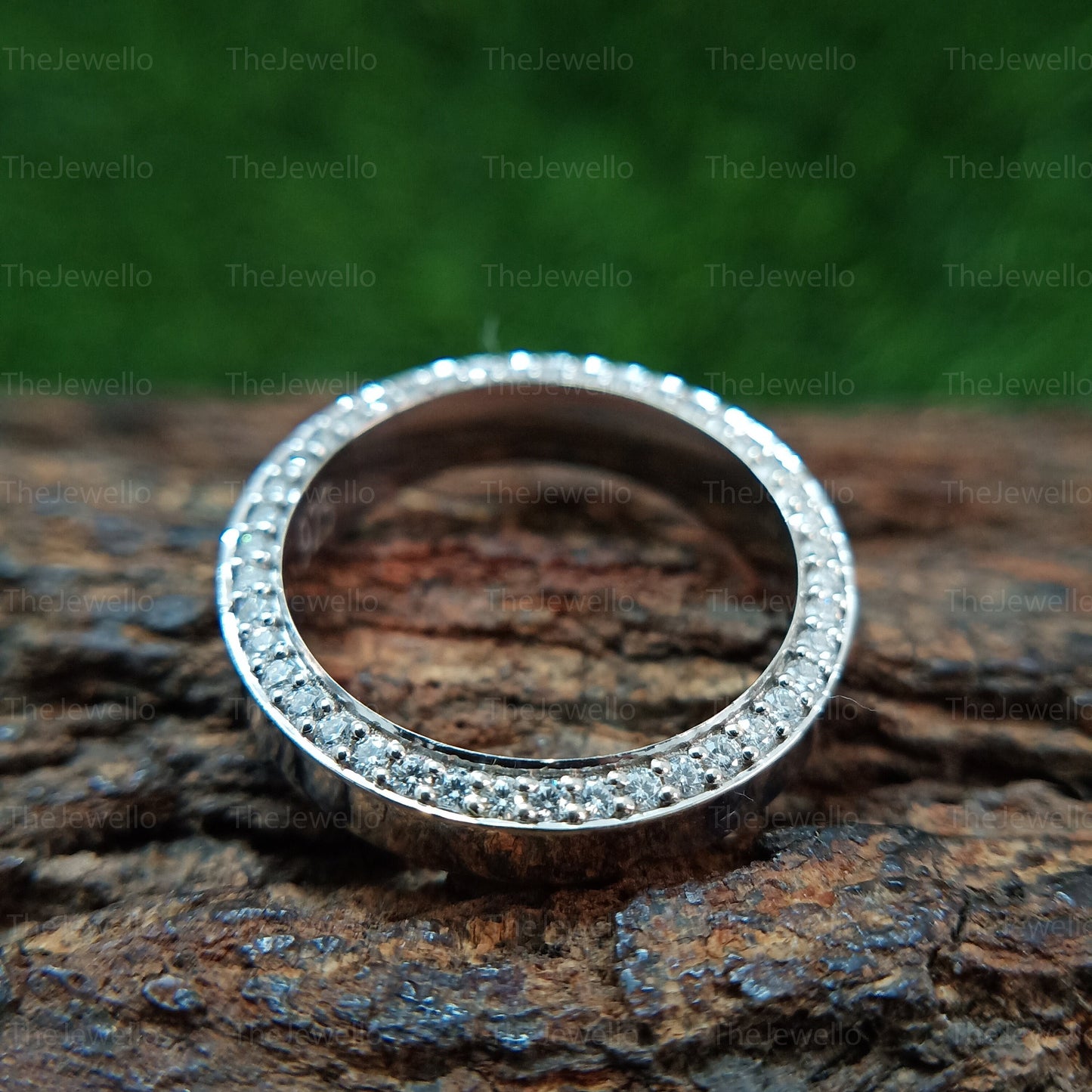 Round Cut Colorless Moissanite Band/ Full Eternity Moissanite Man's Band/ Solid White Gold Channel Set Band/ 925 Sterling Silver Jewelry.