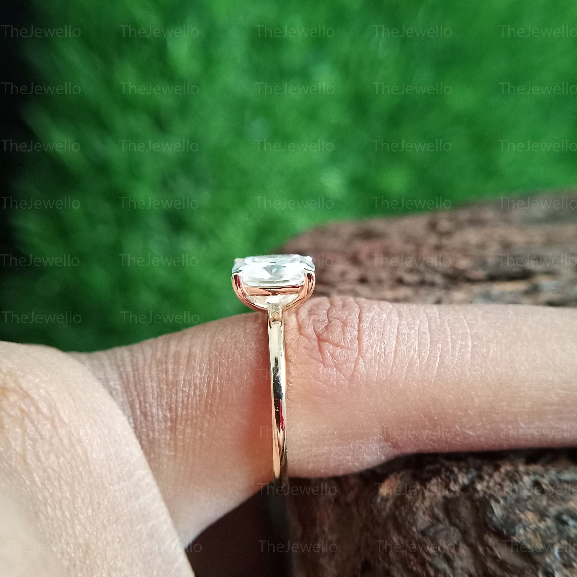 1.24 Carat Elongated Cushion Moissanite Ring, Solitaire Cushion Rose Gold Engagement Ring, Simple Dainty Ring