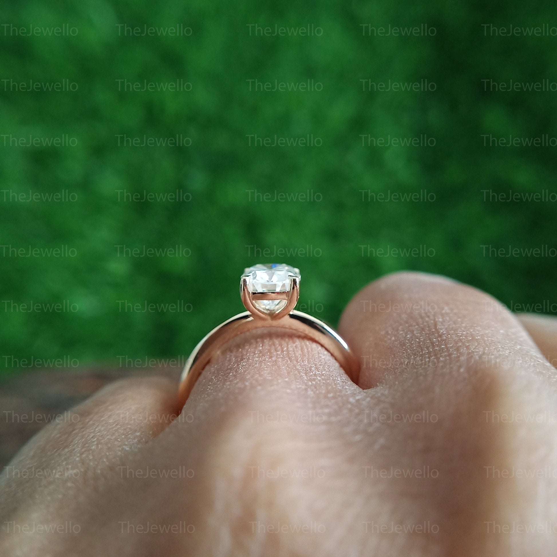 1.24 Carat Elongated Cushion Moissanite Ring, Solitaire Cushion Rose Gold Engagement Ring, Simple Dainty Ring