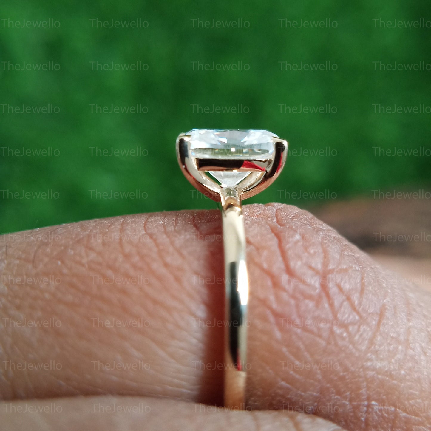 1.24 Carat Elongated Cushion Moissanite Ring, Solitaire Cushion Rose Gold Engagement Ring, Simple Dainty Ring