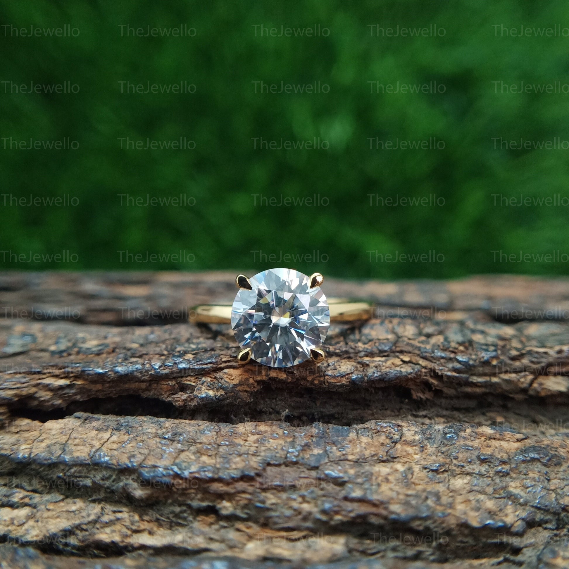 Round Cut Colorless Moissanite Ring, Wedding Proposal 14K Solid Gold Ring, Single Stone Daily Wear Engagement Ring