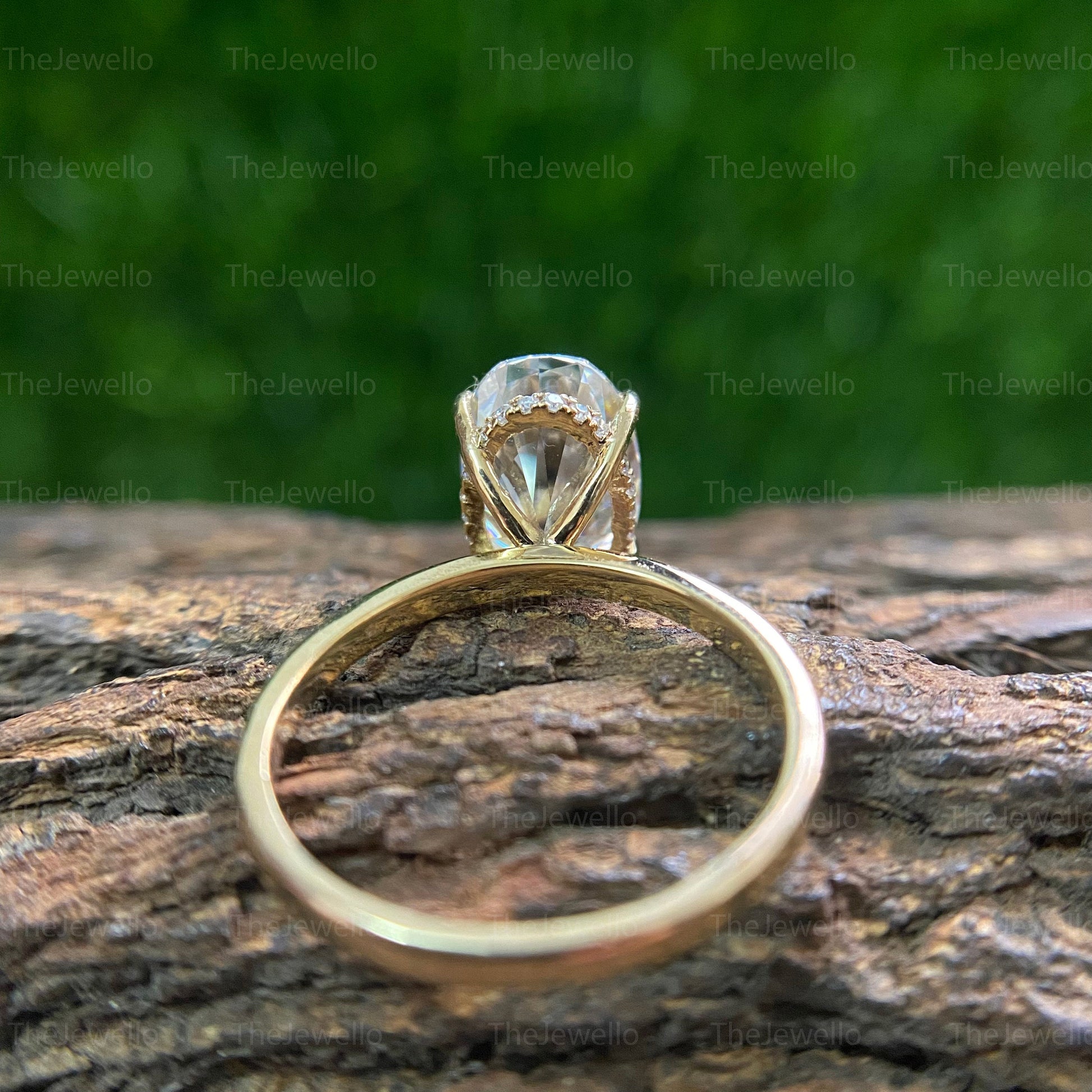 Oval Cut Moissanite 3.75 Carat Engagement Ring Solitaire Hidden Halo Wedding Anniversary Ring Solid 10/14/18k Yellow Gold Ring