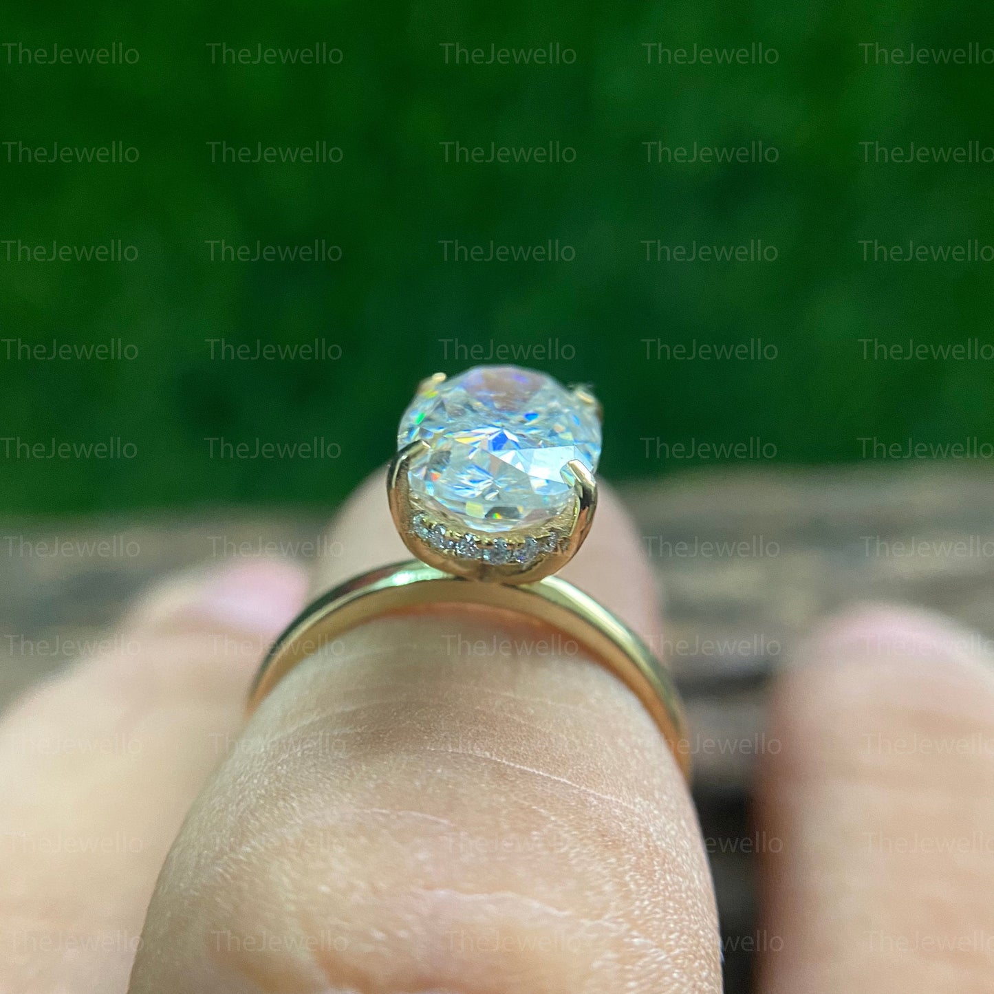 Oval Cut Moissanite 3.75 Carat Engagement Ring Solitaire Hidden Halo Wedding Anniversary Ring Solid 10/14/18k Yellow Gold Ring