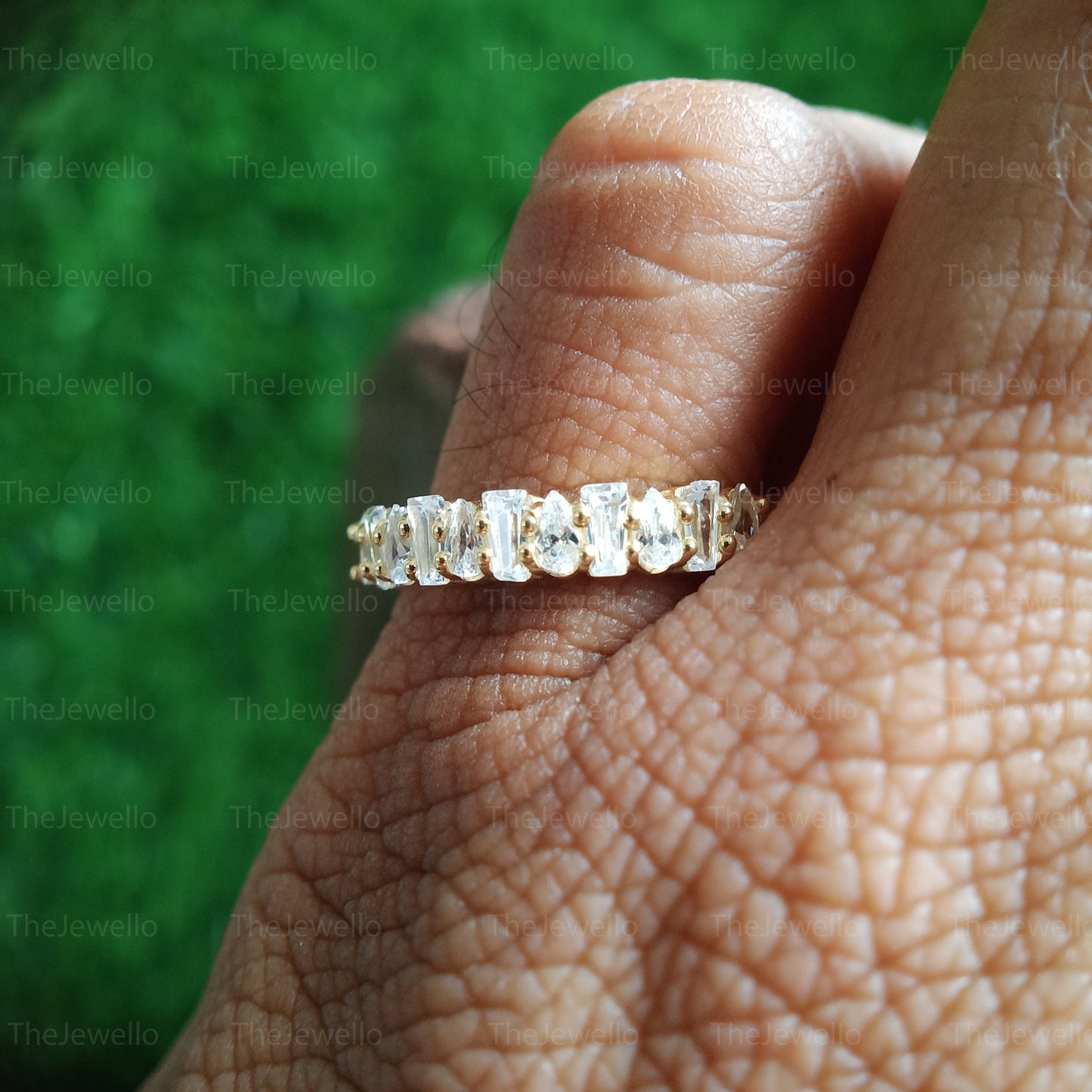 moissanite wedding band, wedding band set hers, moissanite eternity band half, womens wedding band moissanite, ring faux diamond yellow gold